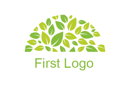 leaves in a semi circle logo