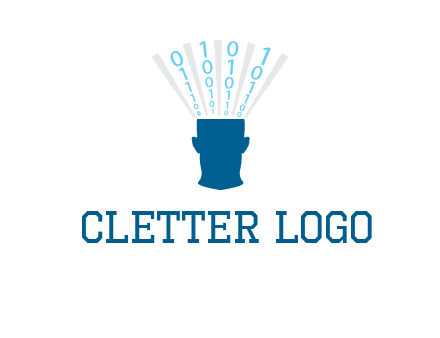 coding going inside brain logo