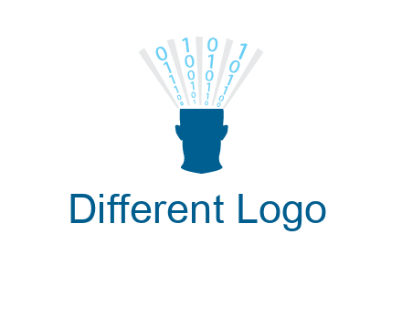 coding going inside brain logo
