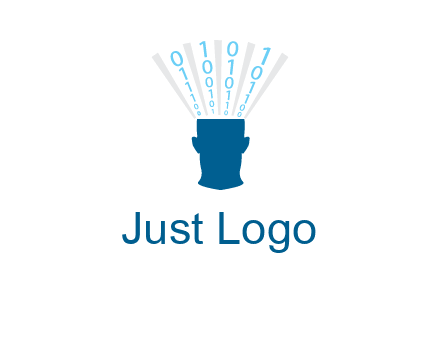 coding going inside brain logo