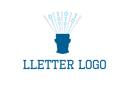 coding going inside brain logo