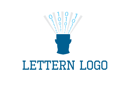 coding going inside brain logo