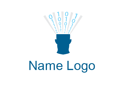 coding going inside brain logo