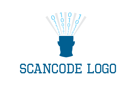 coding going inside brain logo