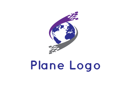 IT swoosh around world logo