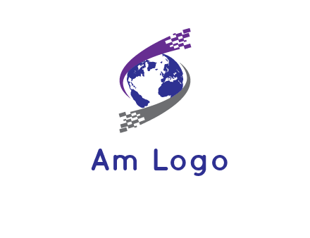 IT swoosh around world logo