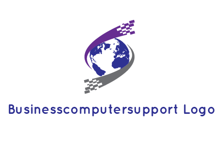 IT swoosh around world logo