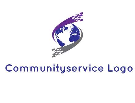 IT swoosh around world logo