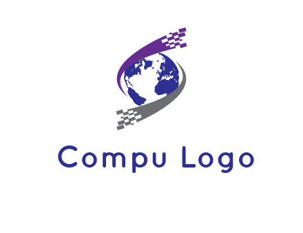 IT swoosh around world logo