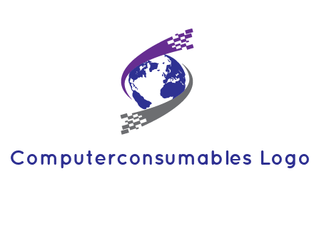 IT swoosh around world logo