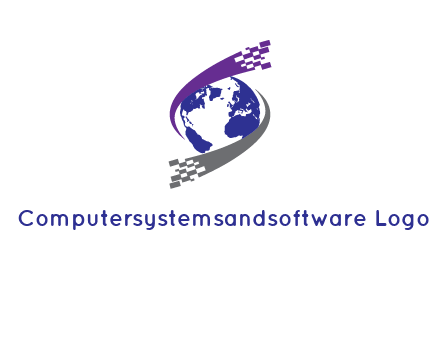 IT swoosh around world logo