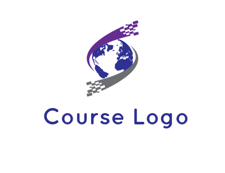 IT swoosh around world logo