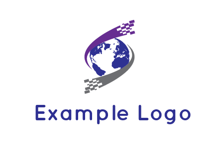 IT swoosh around world logo