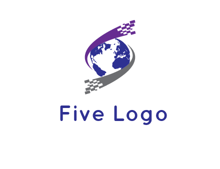 IT swoosh around world logo