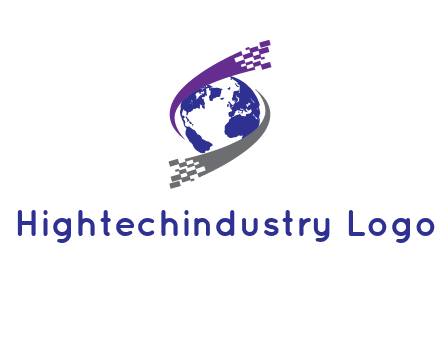 IT swoosh around world logo