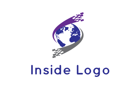 IT swoosh around world logo