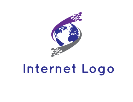 IT swoosh around world logo