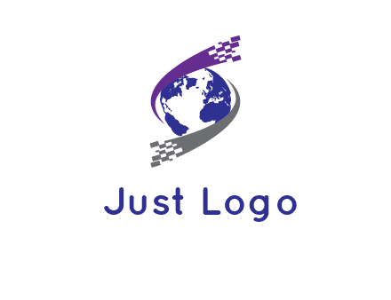 IT swoosh around world logo
