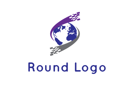 IT swoosh around world logo
