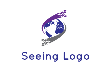 IT swoosh around world logo