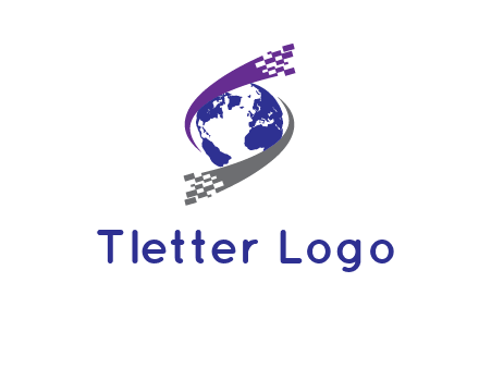 IT swoosh around world logo