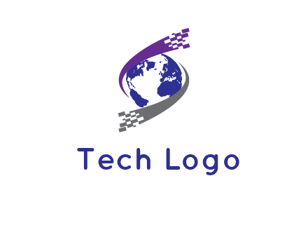 IT swoosh around world logo