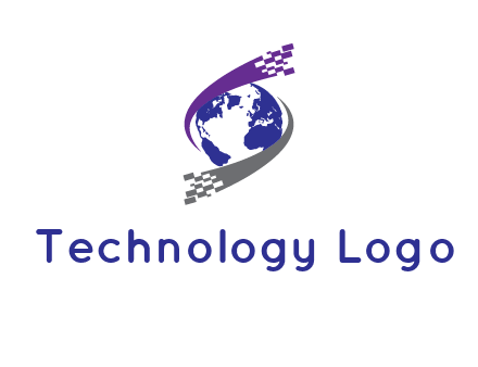 IT swoosh around world logo