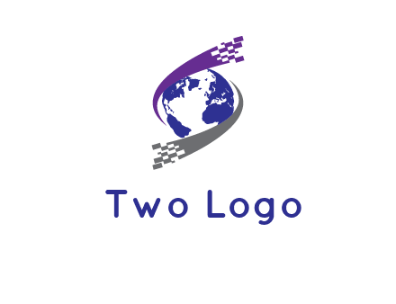 IT swoosh around world logo