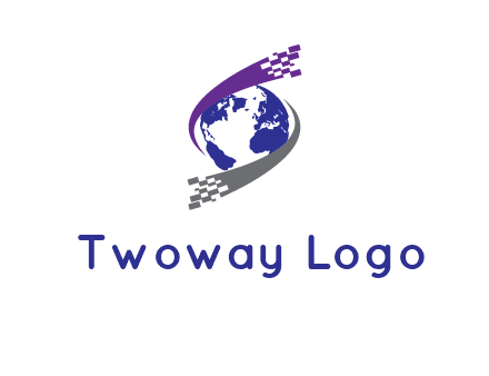 IT swoosh around world logo