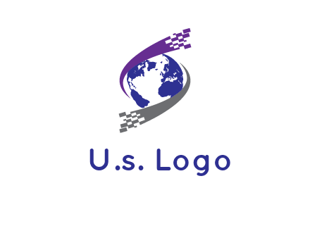 IT swoosh around world logo