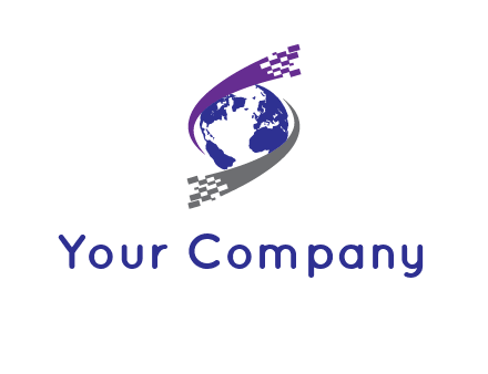 IT swoosh around world logo