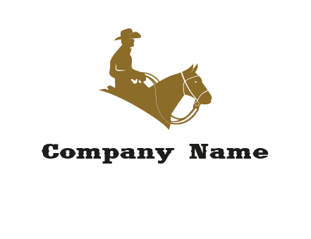 cow boy and horse logo