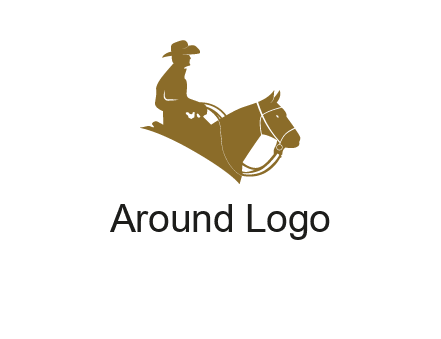 cow boy and horse logo