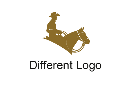 cow boy and horse logo