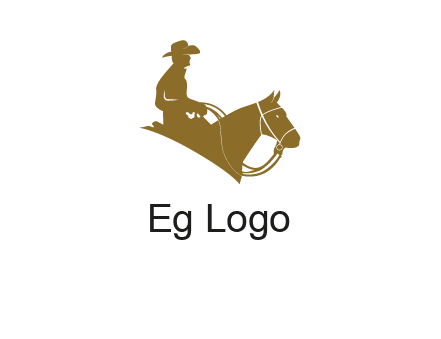 cow boy and horse logo
