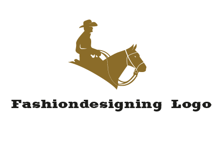 cow boy and horse logo