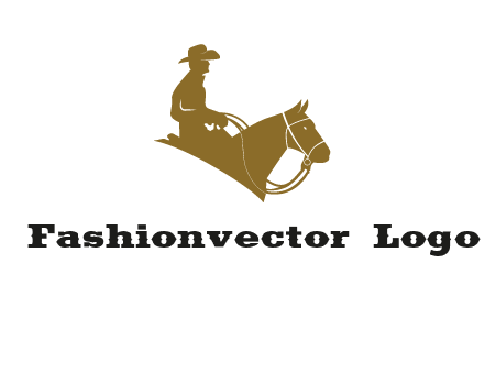 cow boy and horse logo