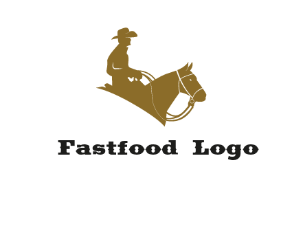 cow boy and horse logo