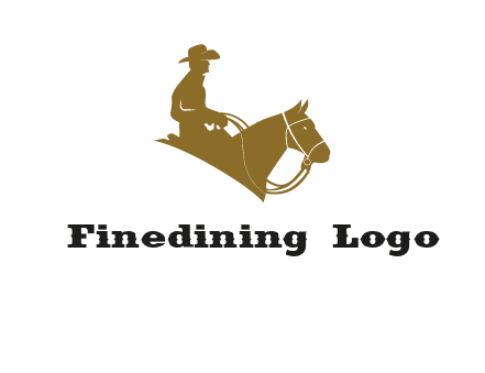 cow boy and horse logo
