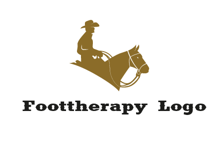 cow boy and horse logo