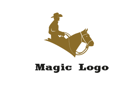 cow boy and horse logo
