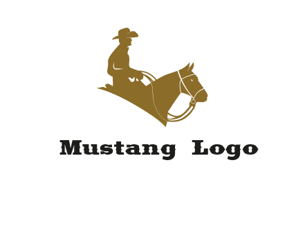 cow boy and horse logo