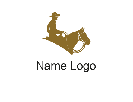 cow boy and horse logo