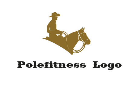 cow boy and horse logo