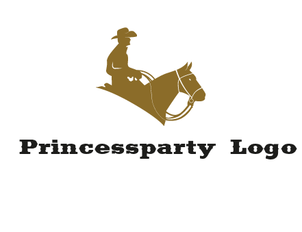 cow boy and horse logo