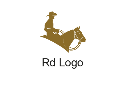 cow boy and horse logo