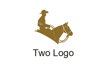 cow boy and horse logo