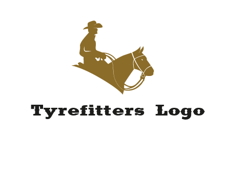 cow boy and horse logo