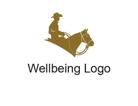 cow boy and horse logo
