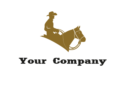 cow boy and horse logo